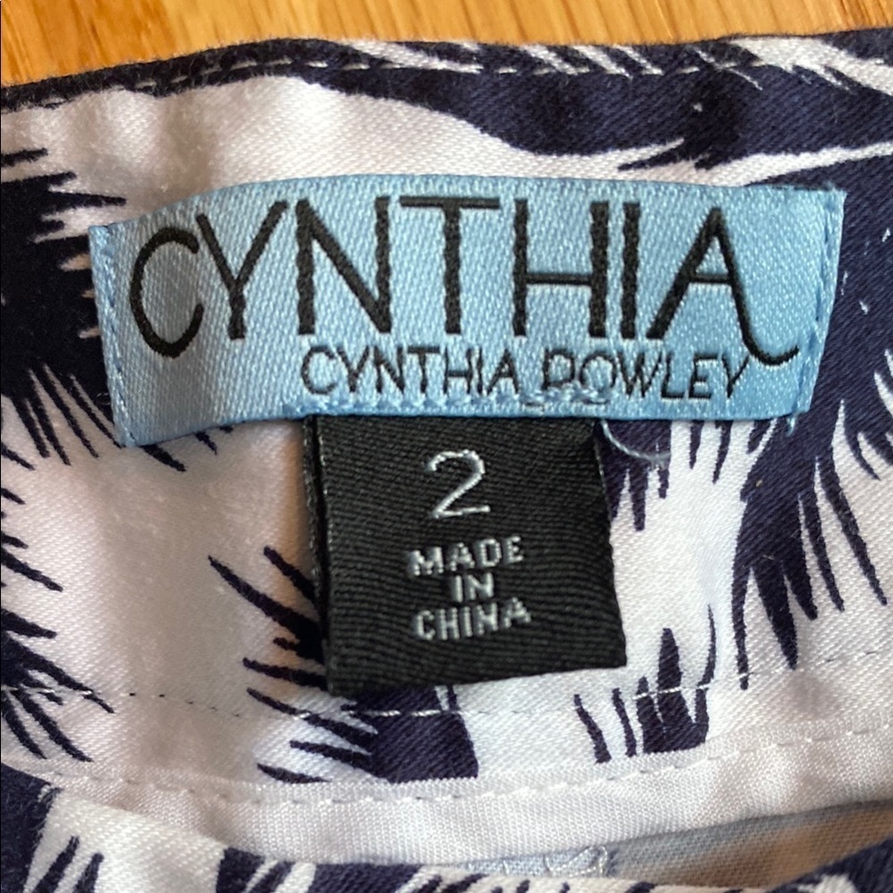 Cynthia Rowley Black and White Palm Print Shorts - Picture 2 of 4
